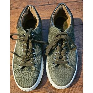 Sofft Parykn Leather Platform Lace Sneaker Sport‎ Shoes Olive Green US 9 1/2